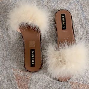 SheIn feather slides